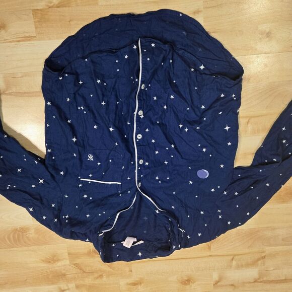 Victoria Secret Star & Moon Pajama Set  Long Sleeve & Pants Blue XS Modal Blend - Picture 3 of 7
